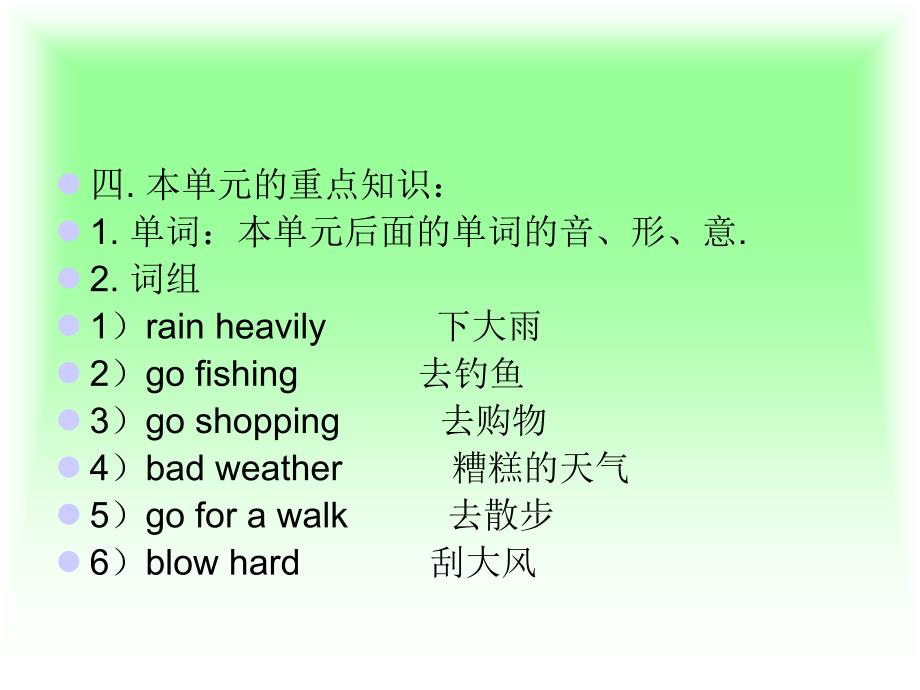 英语：Unit-5-《What’s-the-Weather-like？》复习课件(1)(北京课改版七年级下)_第4页
