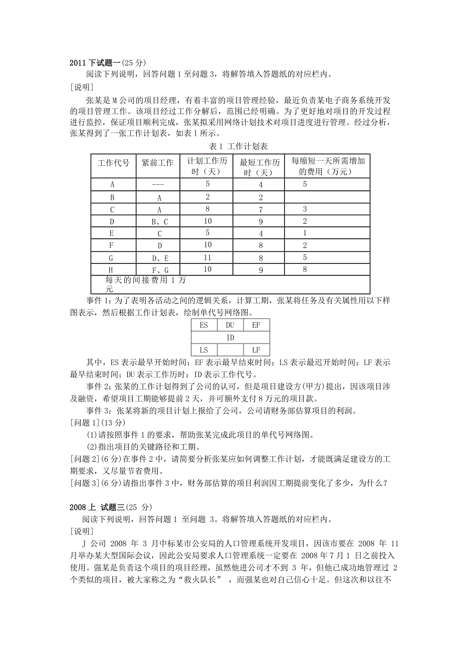 信息系统项目管理师(下午题)_项目时间管理_第1页