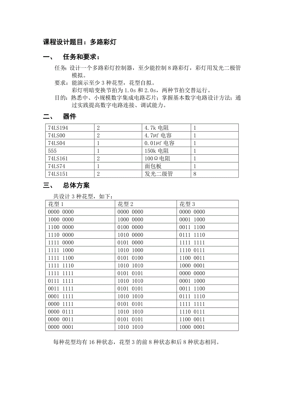 电子设计 多路彩灯_第1页