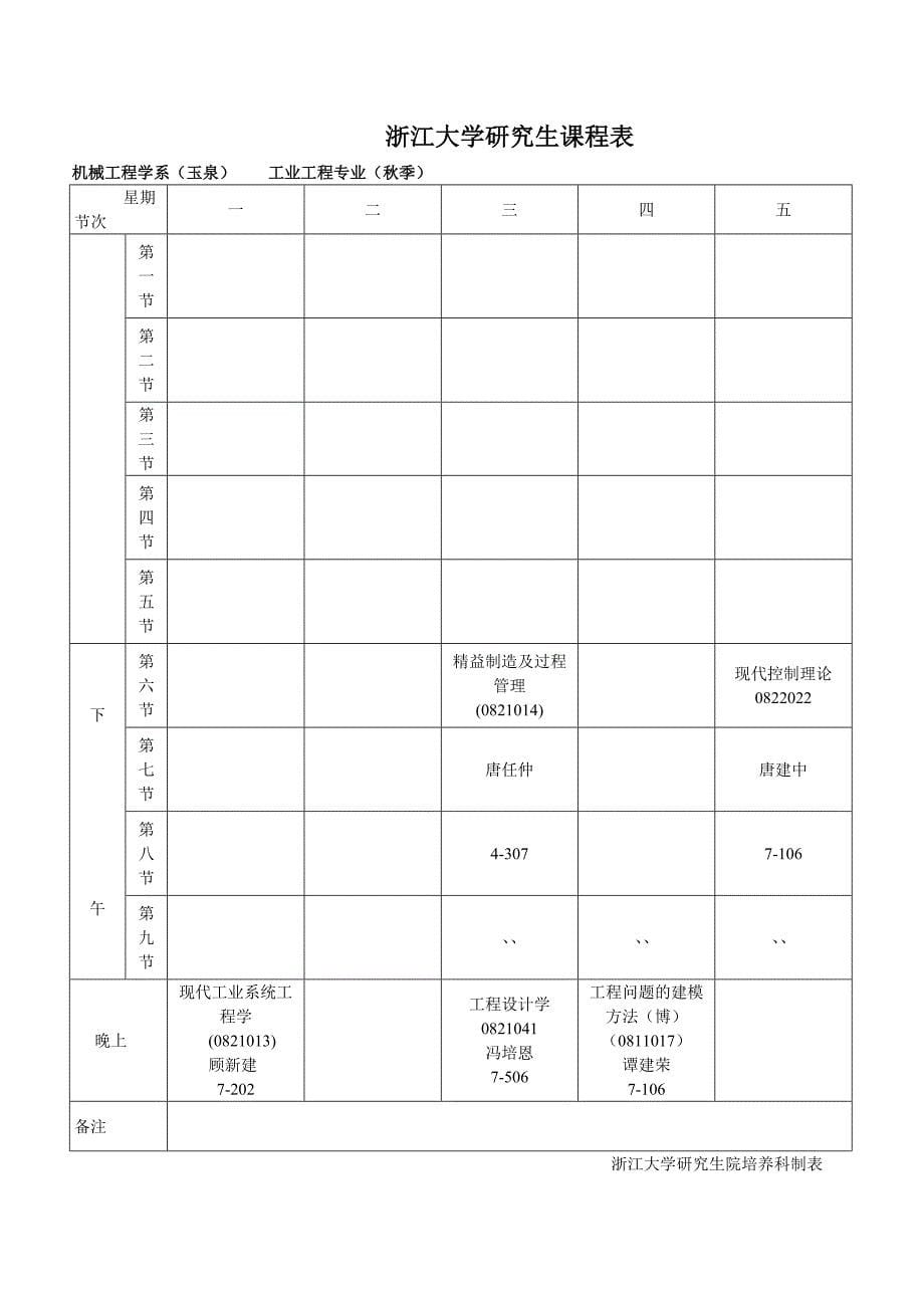 浙江大学机械工程学系研究生课程表_第5页