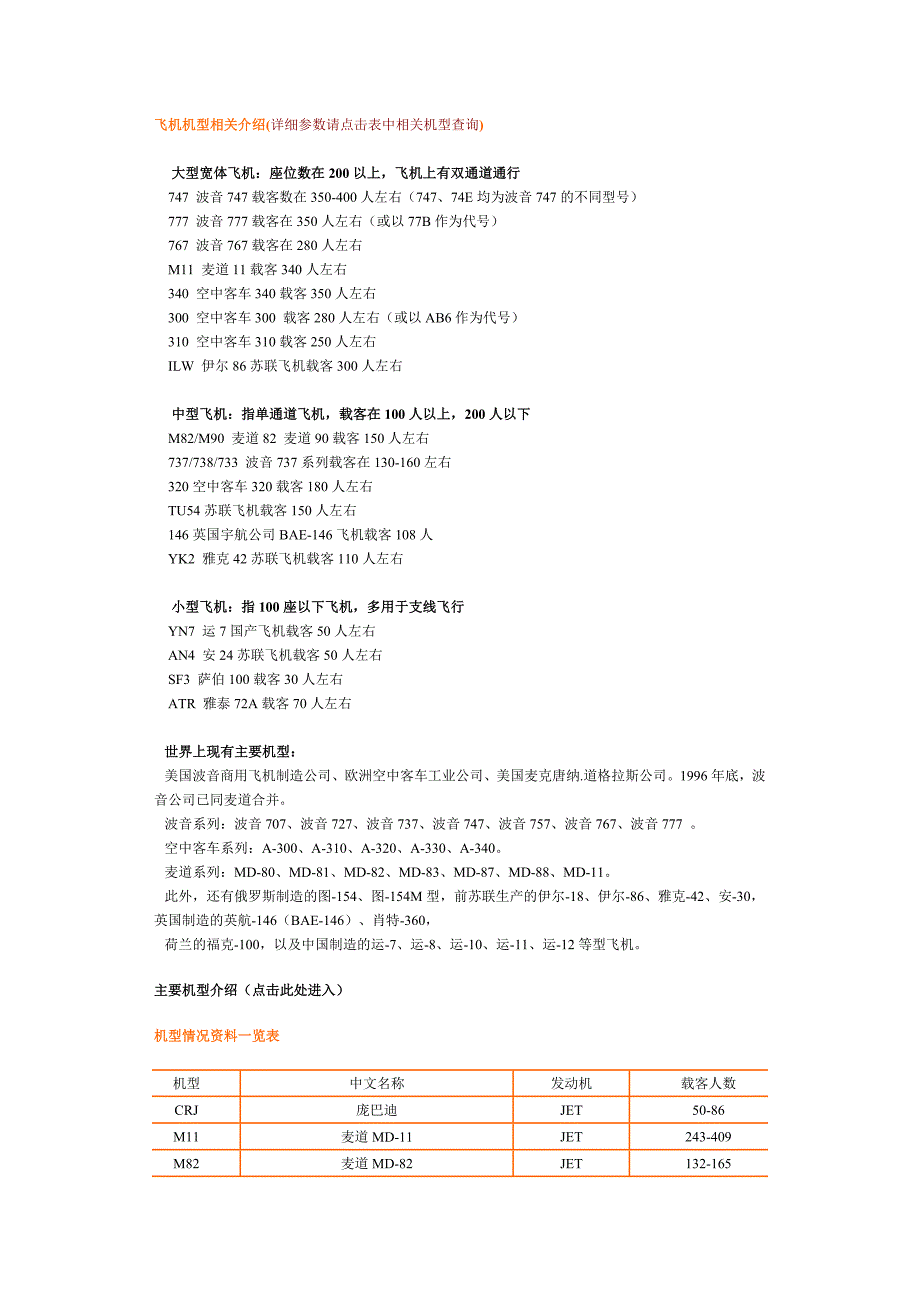 飞机机型相关介绍_第1页