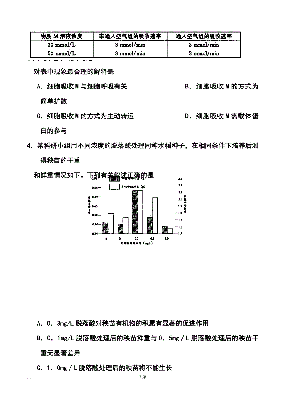 2017届浙江省金华十校高三4月高考模拟考试生物试题及答案_第2页