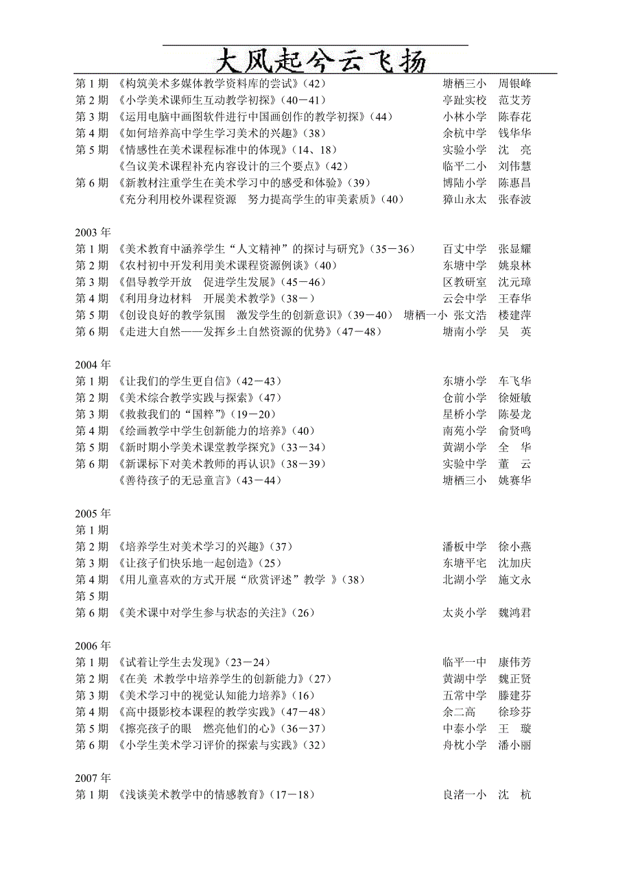 Ekrveo余杭 区中小学美术 学科论文余杭教育发表汇总统计议案_第2页