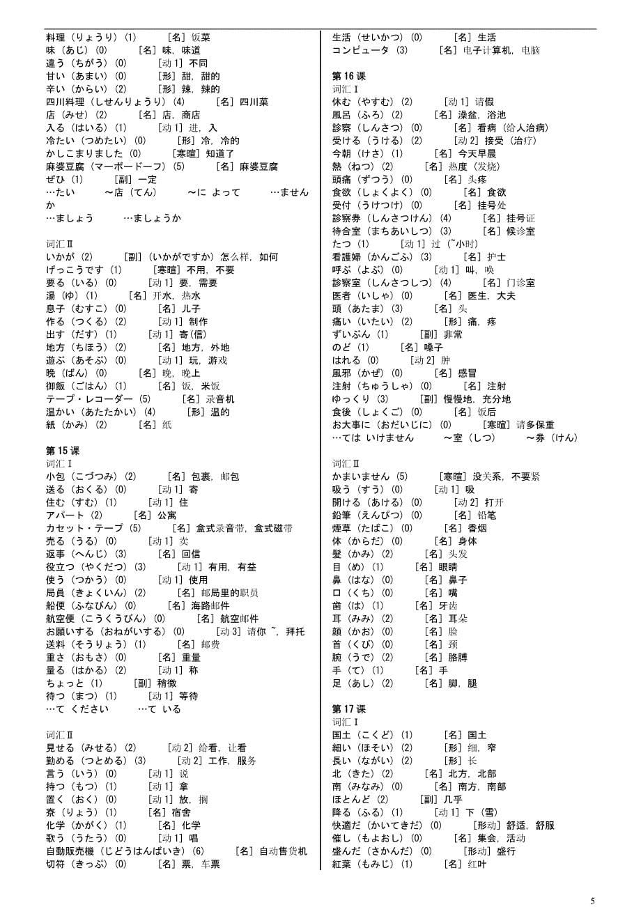 《标准日本语》 初级 上册 单词_第5页