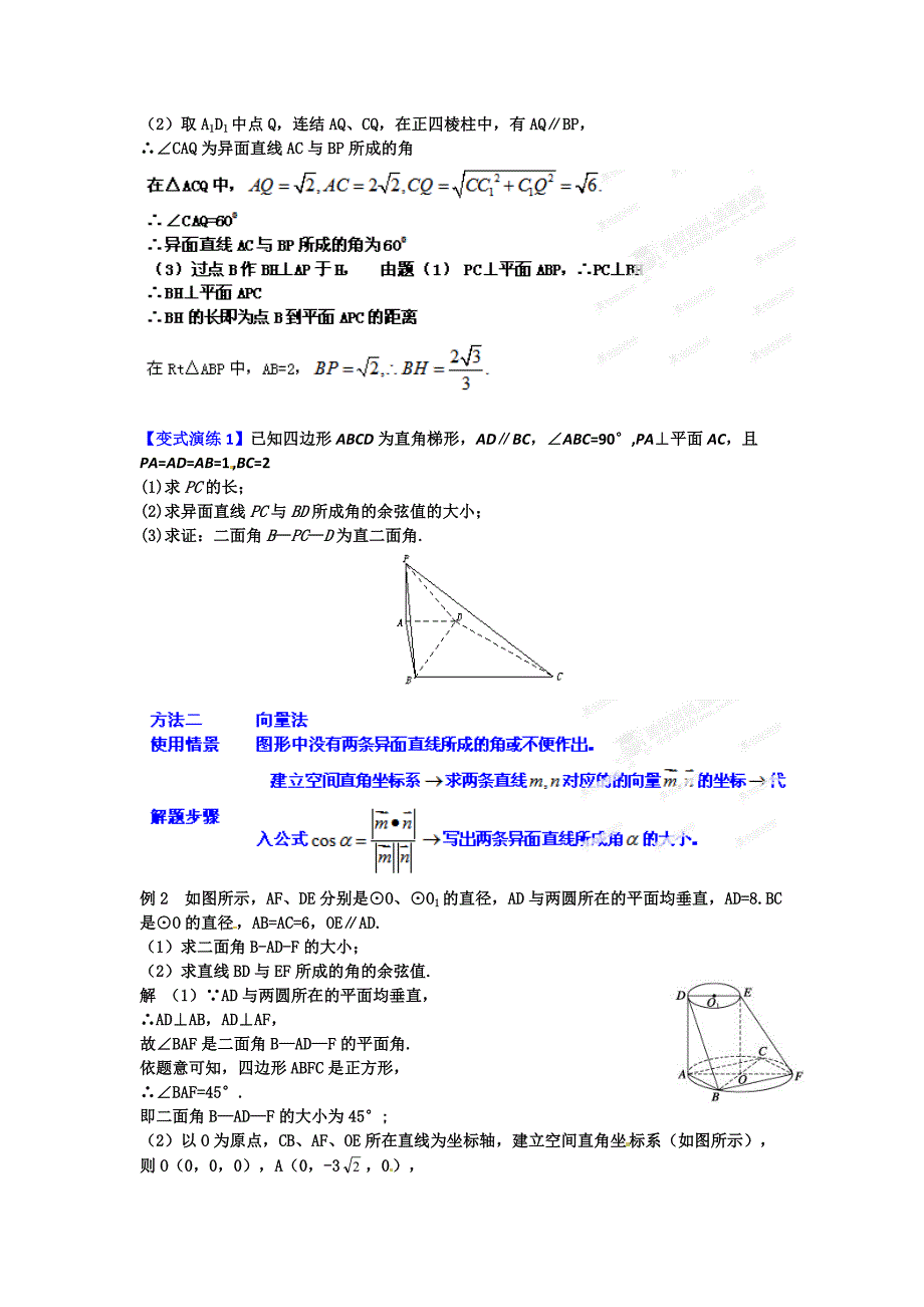 常见题型解决方法归纳、反馈训练及详细解析 专题17 异面直线所成的角的求法_第2页