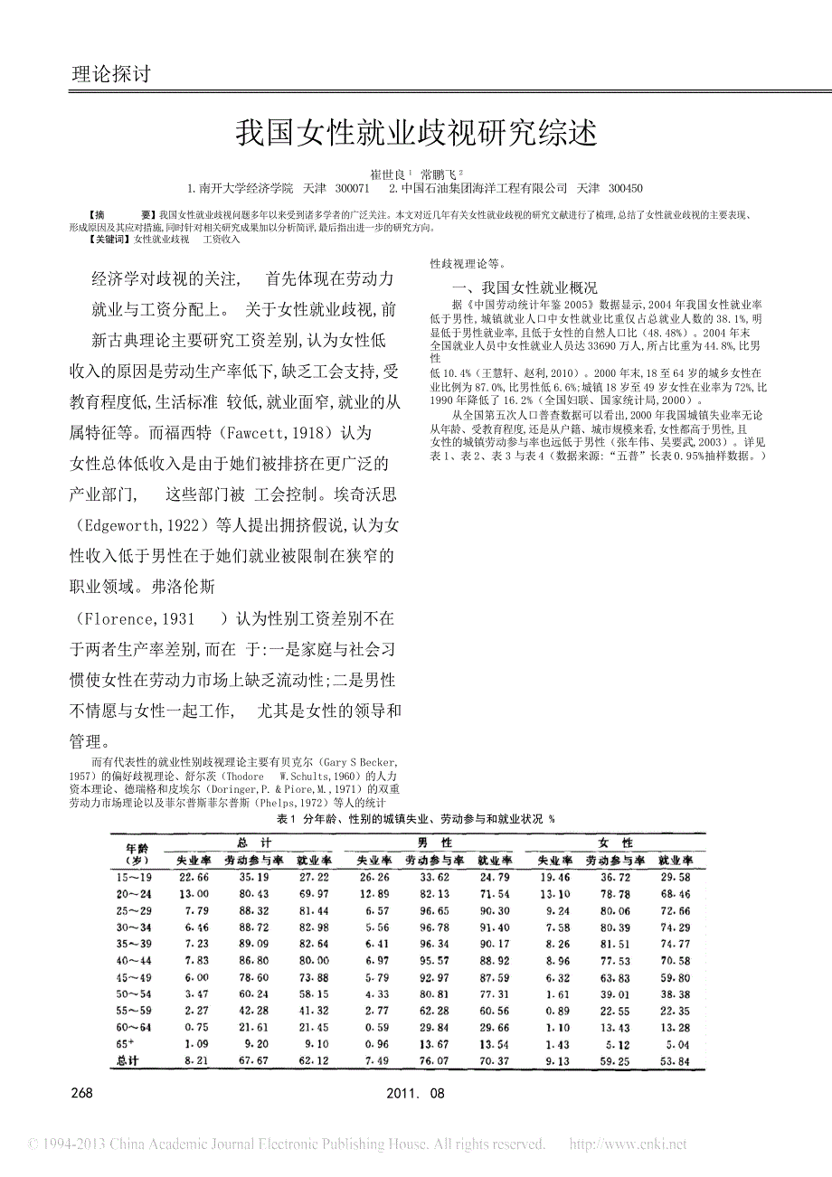 我国女性就业歧视研究综述_第1页