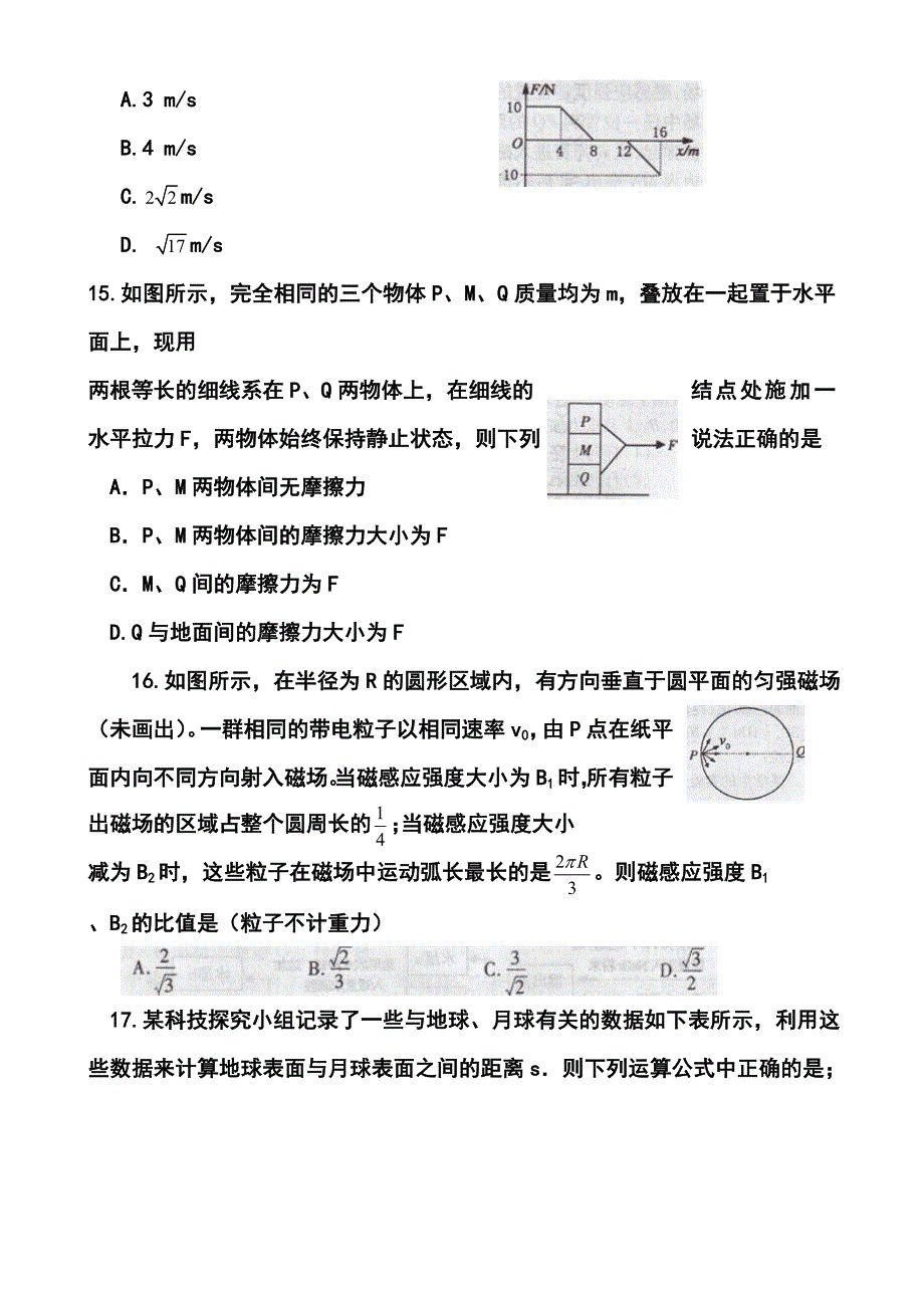 2017届河南省豫南五市高三第二次模拟考试物理试题及答案_第2页