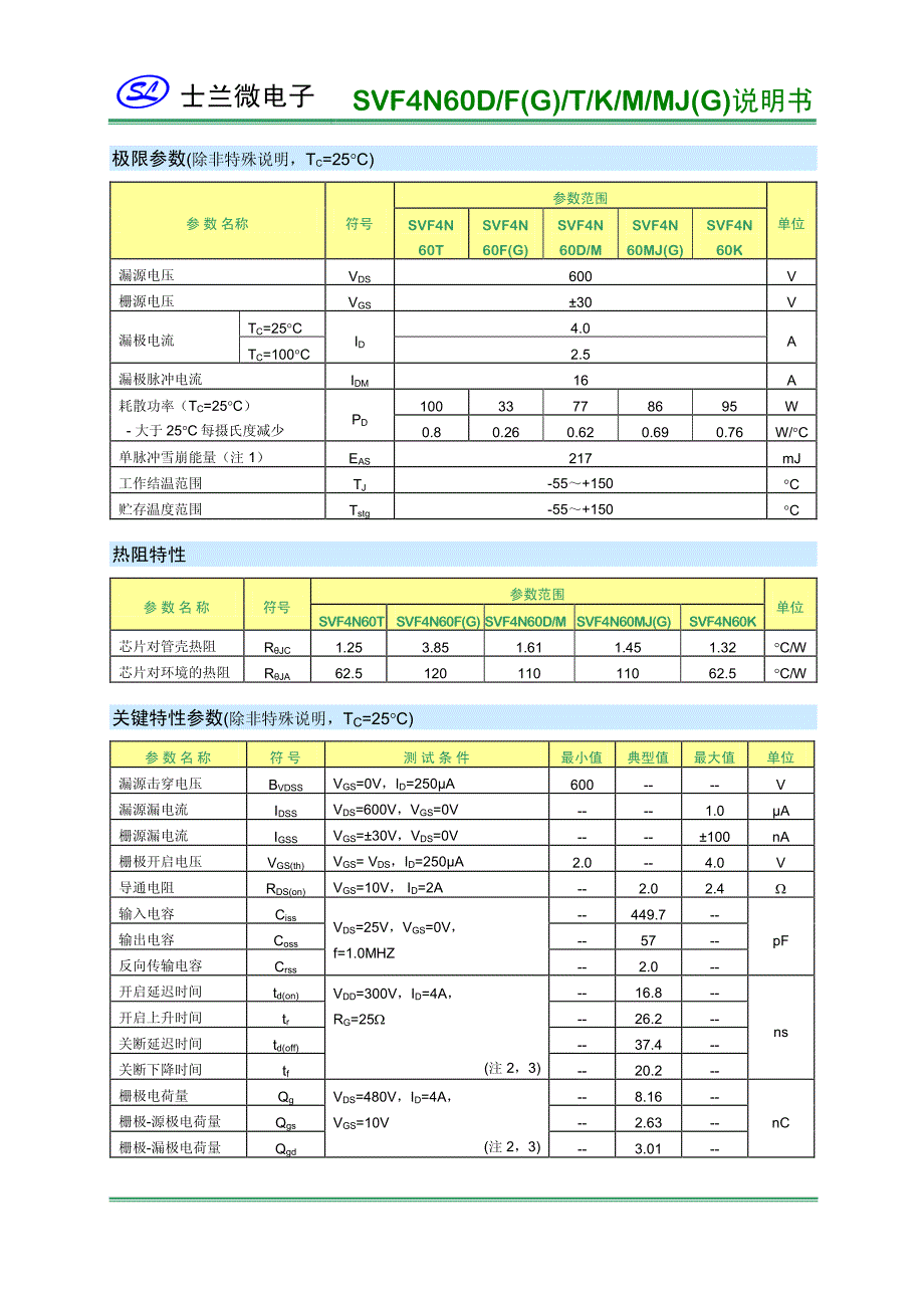 士兰微svf4n60规格书(最新版)_第2页