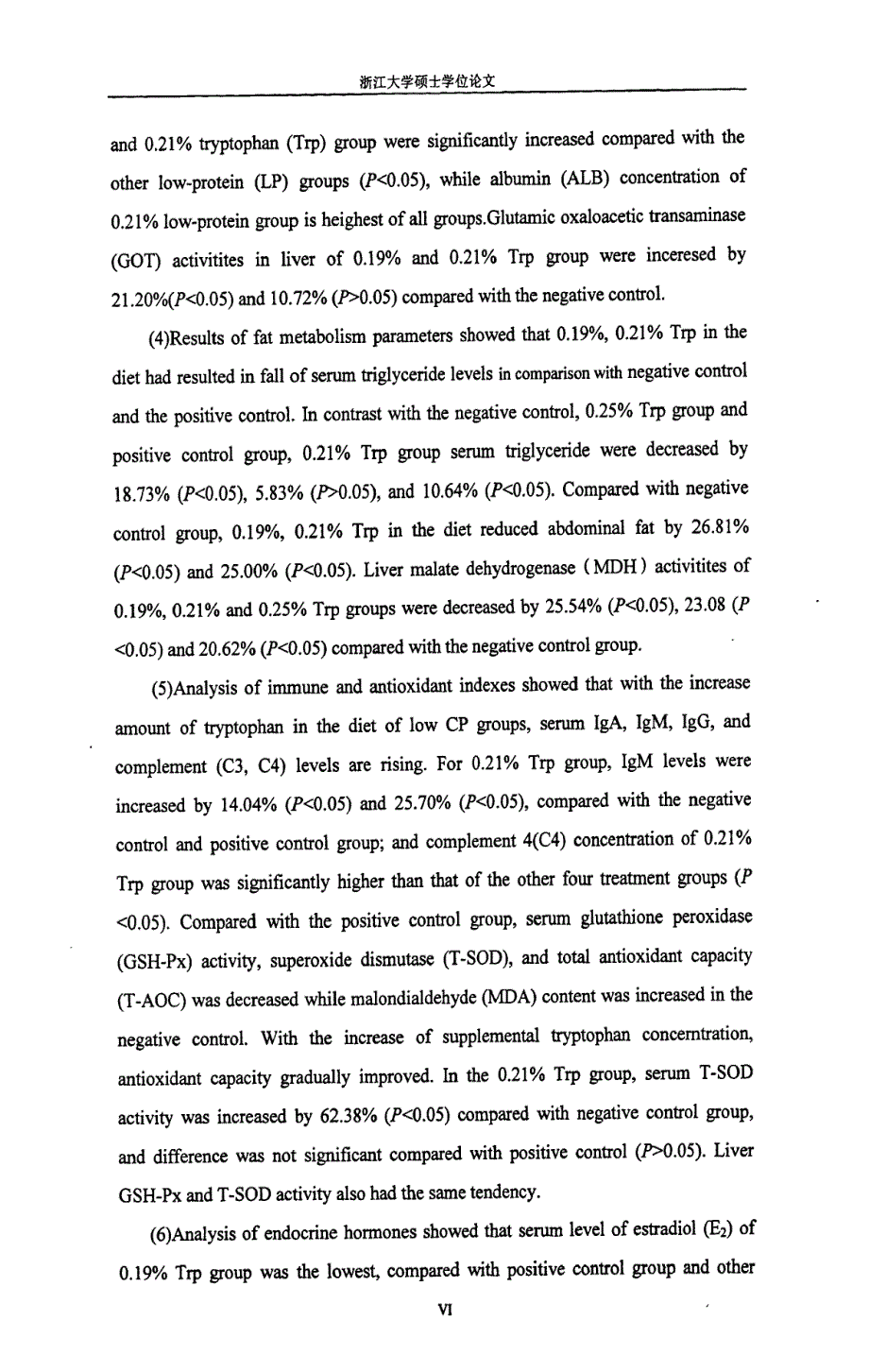 低蛋白日粮添加色氨酸对蛋鸡生产性能与蛋品质的影响及其机理探讨论文_第4页