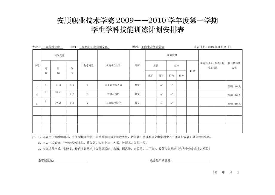 A4版08高职工商营销文秘工商企业经营管理教学计划_第2页