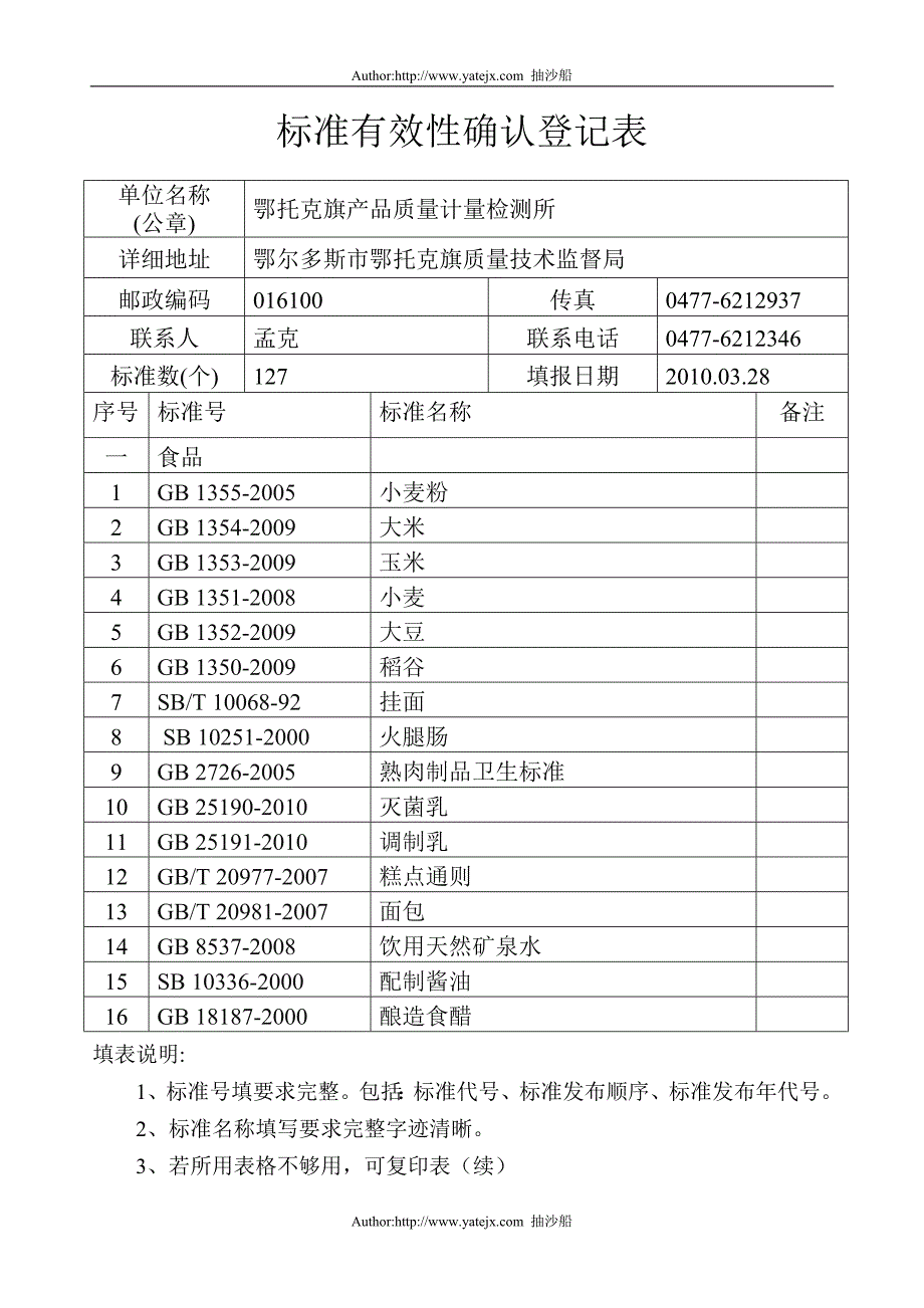 标准有效性确认登记表1_第1页