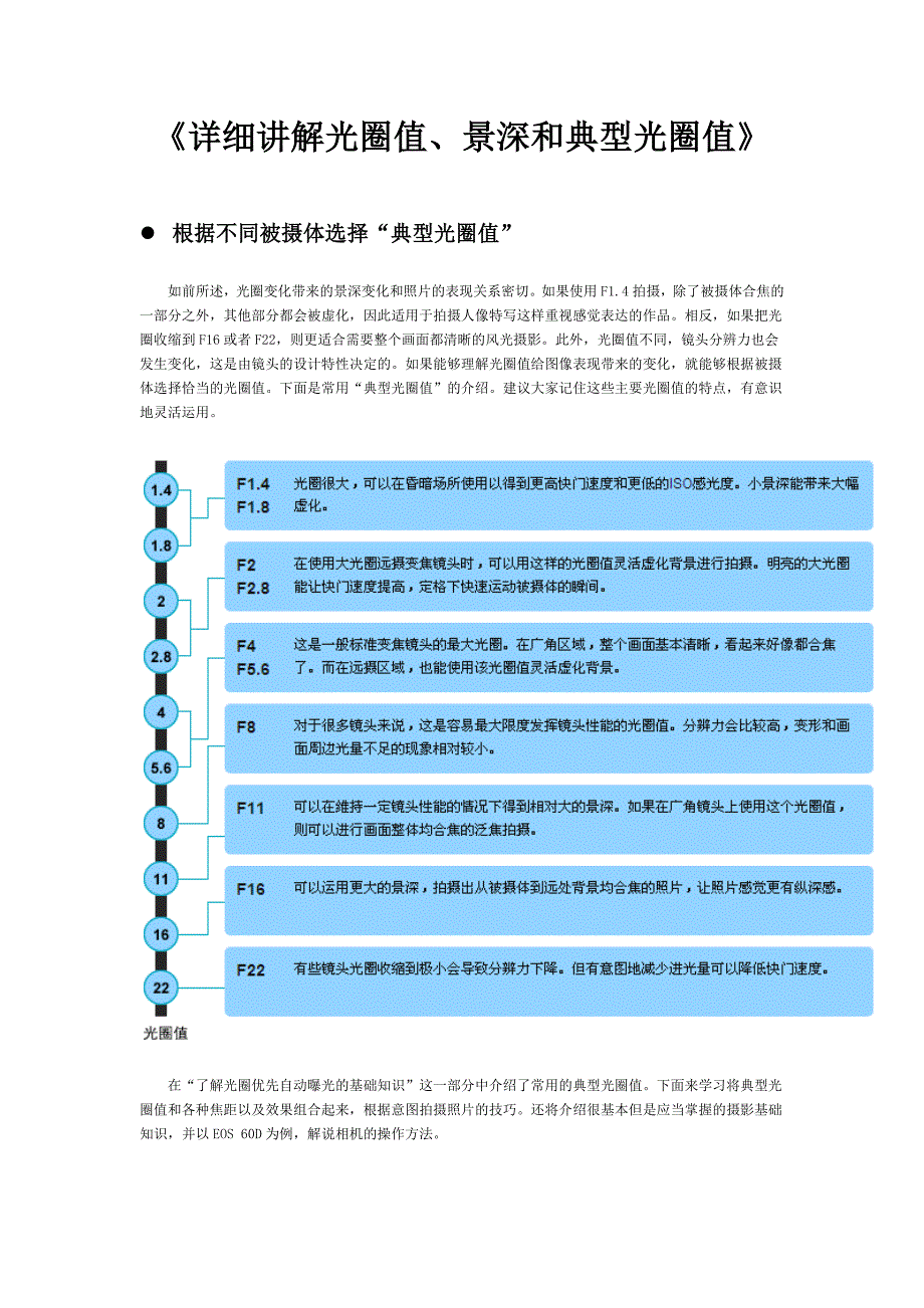 详细讲解光圈值、景深和典型光圈值_第1页