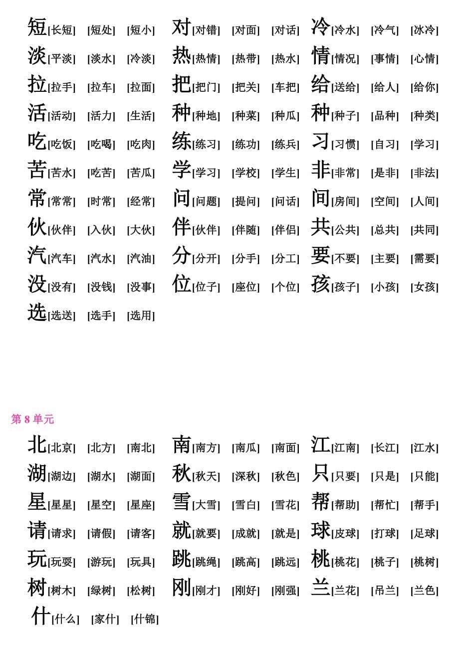 01生字组词：人教版一年级下册_第5页