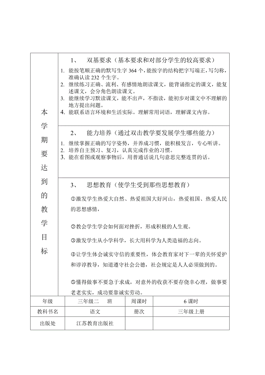 苏教版三年级上语文计划_第2页