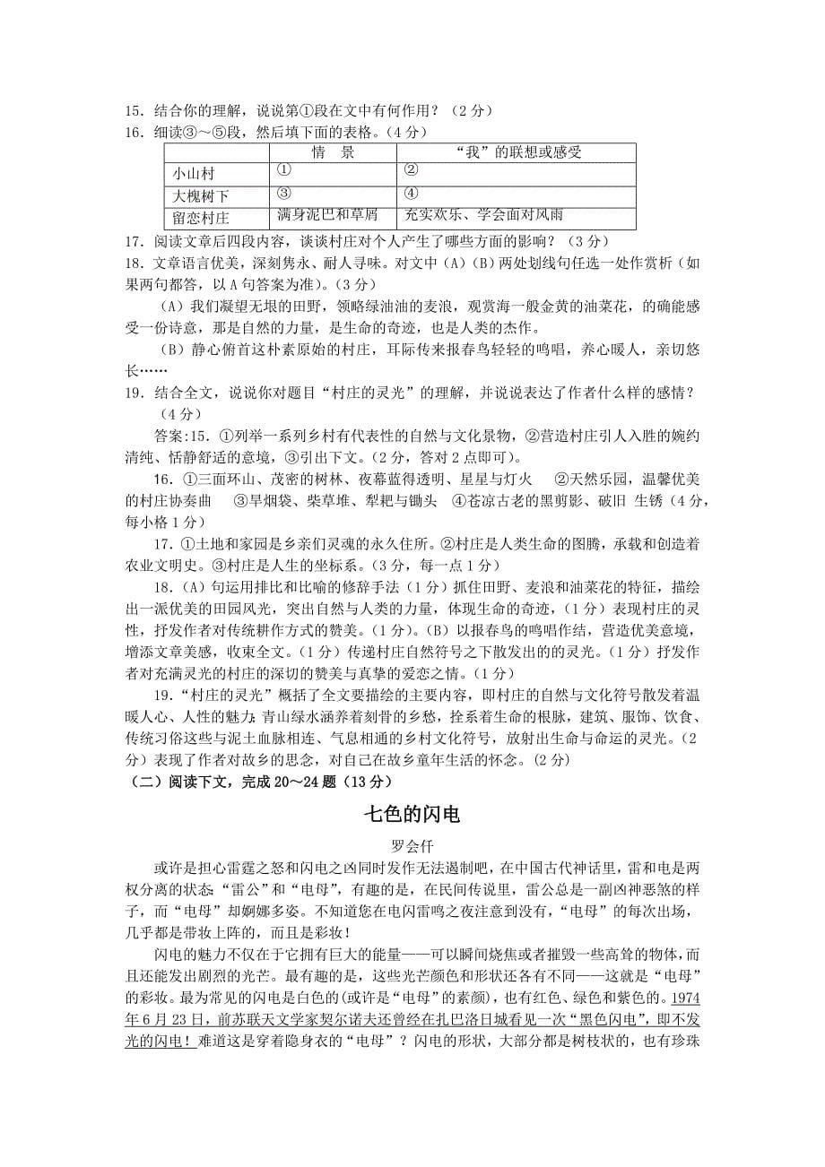 含答案2014赣县二中初三年级模拟考试语文试卷_第5页