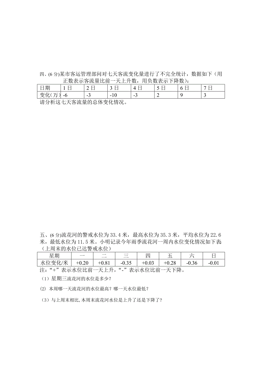 第一学期初一数学周测试卷(6)_第3页