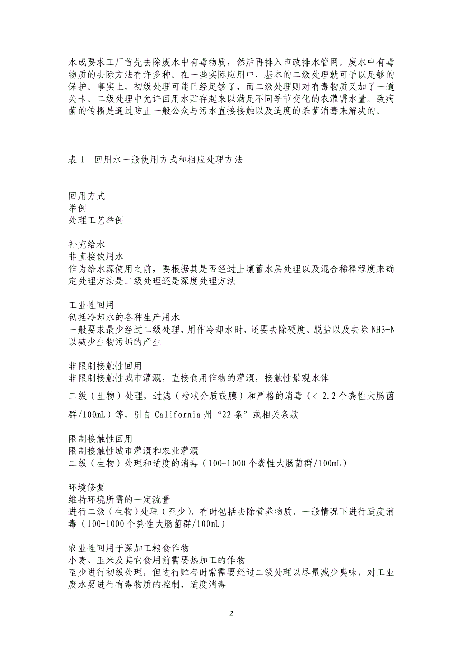 回用水处理技术、水质标准和回用方式_第2页