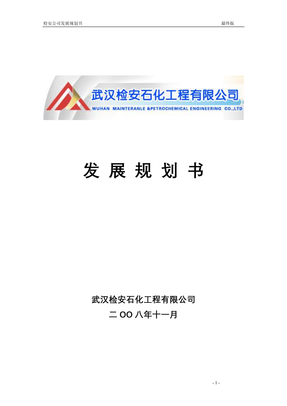 武汉检安石化工程有限公司企业发展规划书_第1页