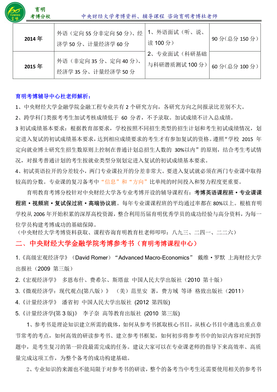 中央财经大学金融学考博真题参考书复习策略-育明考博_第2页