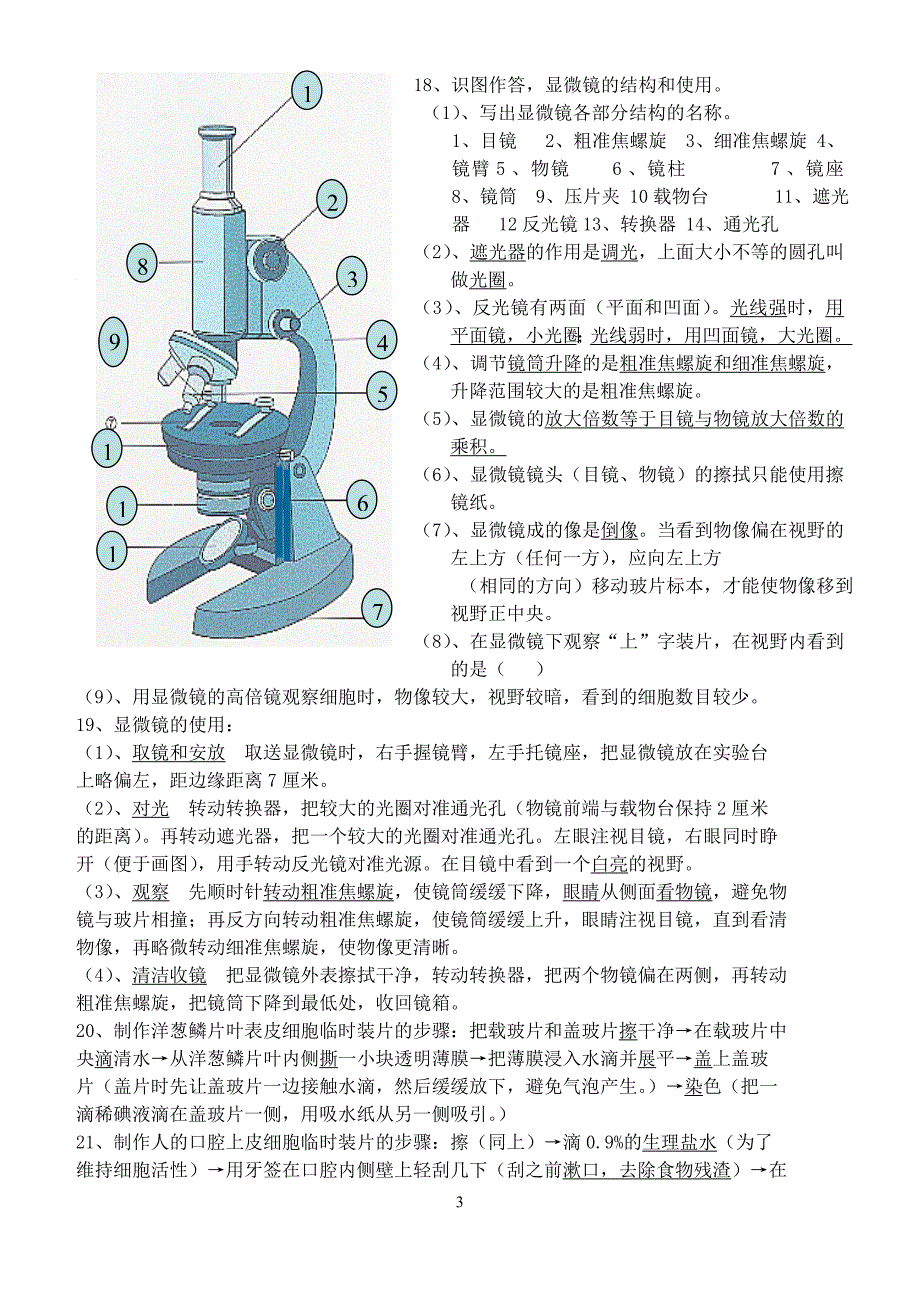 七年级上期生物复习提纲1_第3页