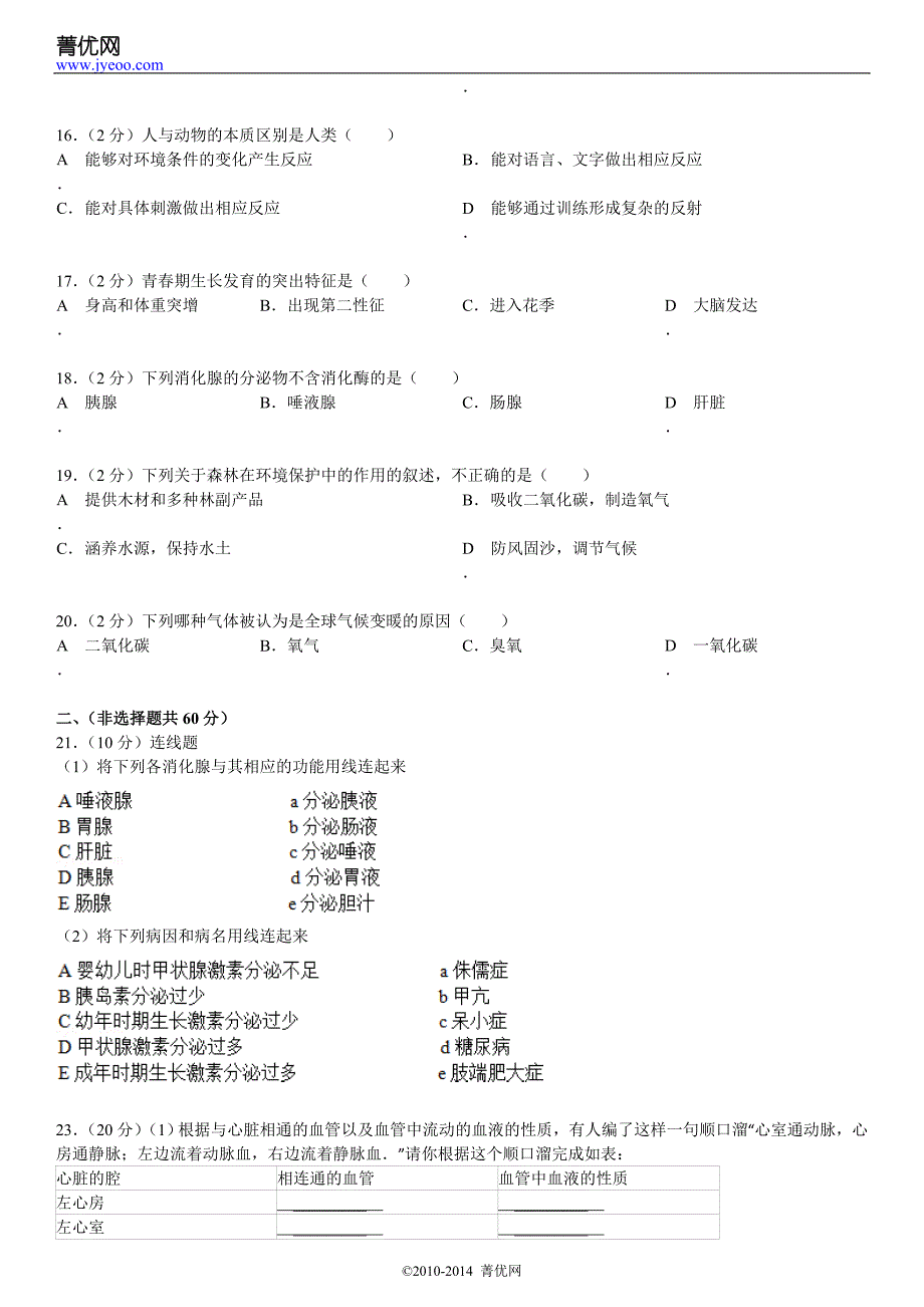 学人教七末生物试_第4页