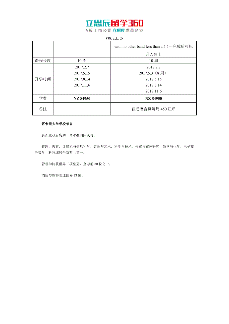 2017年怀卡托大学语言直升班情况介绍_第2页