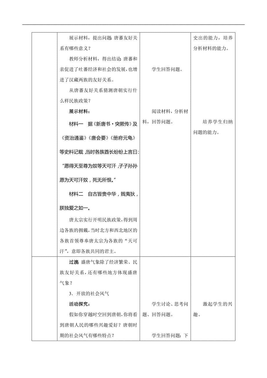 部编人教版七年级下册历史第3课 盛唐气象教案_第5页