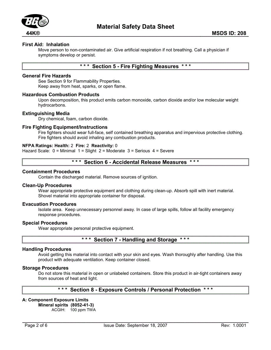 汽油添加剂 MSDS_第2页