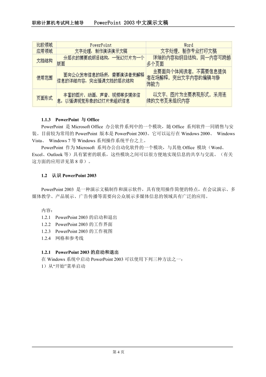 全国专业技术人员计算机应用能力 职称计算机考试 powerpoint 2003 网校学习辅导讲义 完整版_第4页