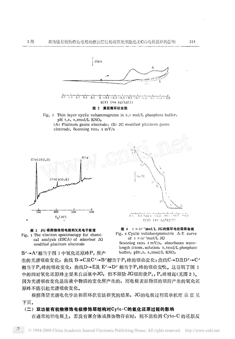 双功能有机物修饰电极的修饰层结构对催化细胞色素c的电极反应的影响_第3页