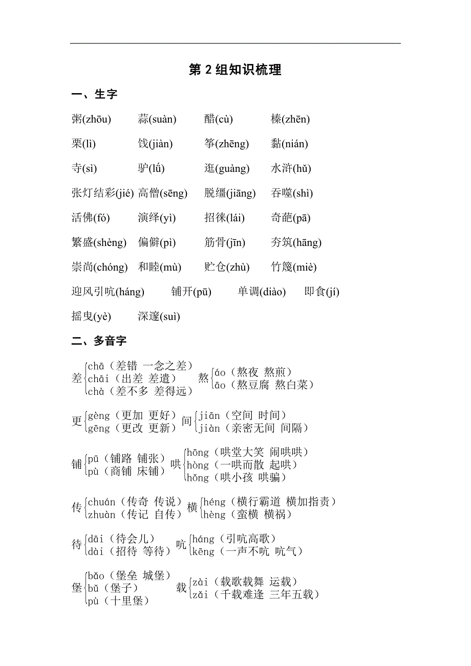 人教版六年级下册语文第2组知识梳理_第1页