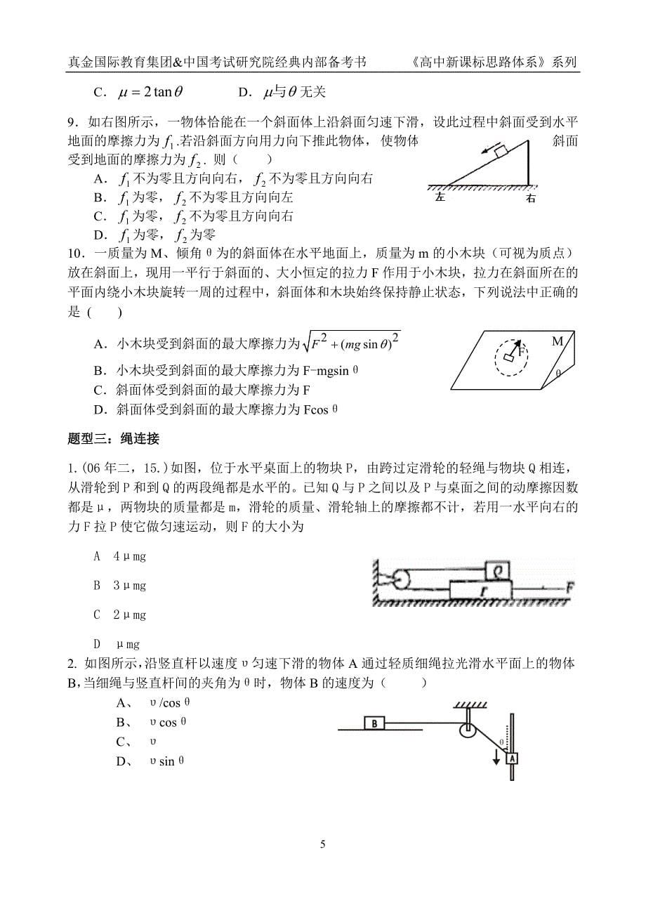 高三跟踪基础确保—力,物体平衡,牛顿定律(B5)_第5页