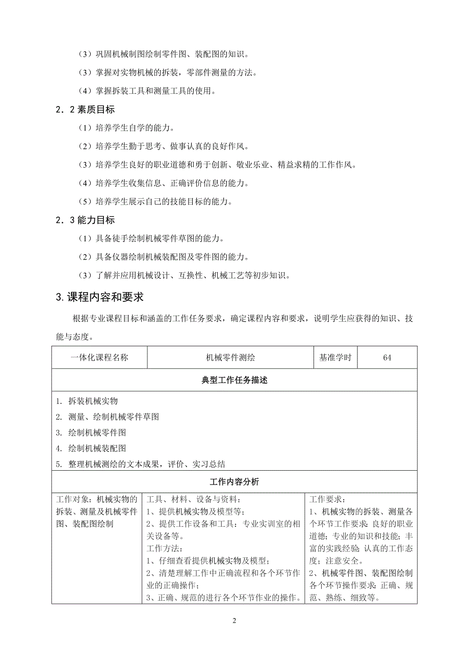 重庆科创学院《机械零件测绘》一体化课程设计方案_第2页