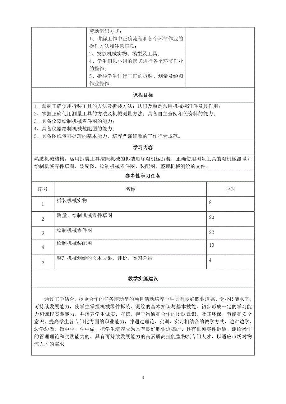 重庆科创学院《机械零件测绘》一体化课程设计方案_第3页