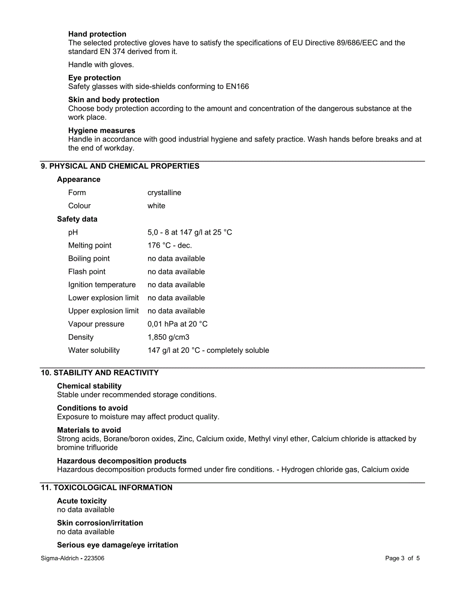 二水氯化钙MSDS_第3页