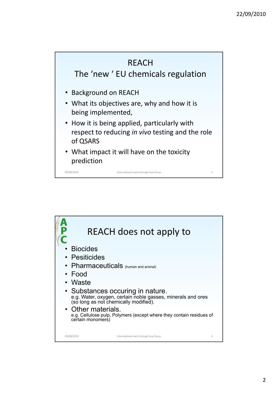 Presentation REACH ‐ Implementation,Application & Impact_第2页