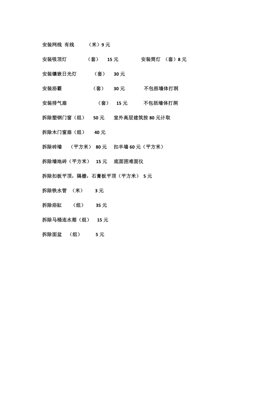 室内装修报价表：清工_第4页