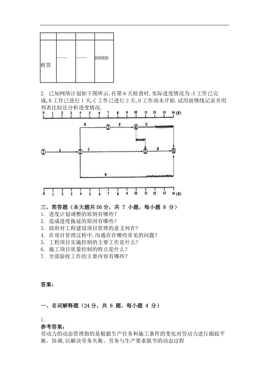 自考（网络教育）工程项目管理作业题及解析_第2页