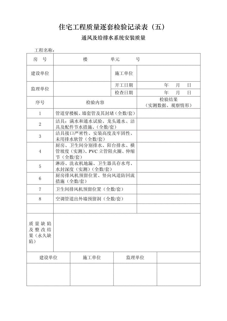 深圳住宅工程质量逐套检查验记录(深2010版)_第5页