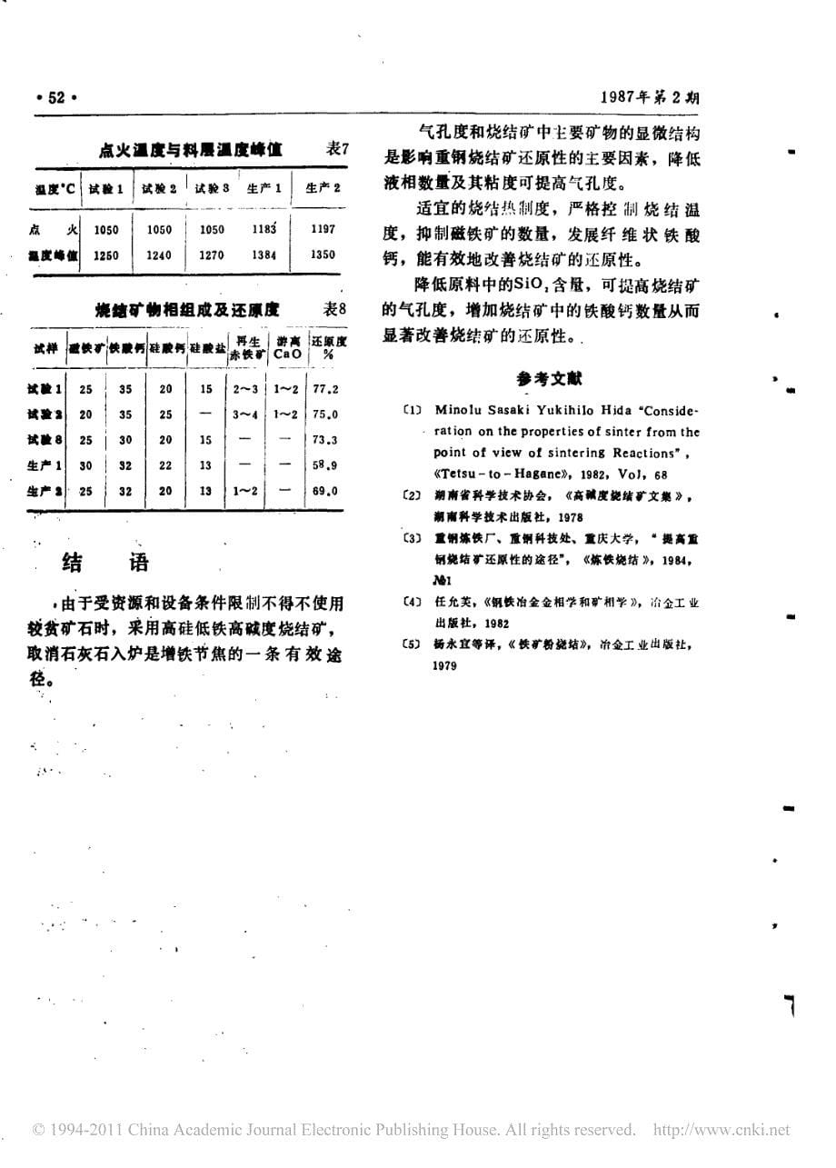 高硅低铁高碱度烧结矿的还原性_第5页