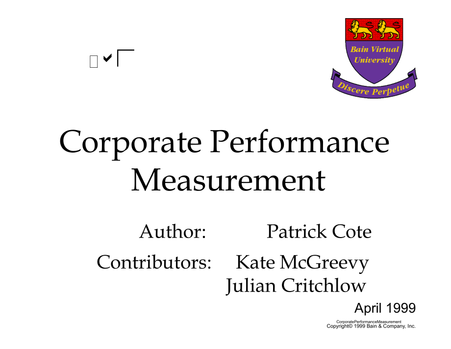 【精编原版】贝恩－业绩评估-CORPORATEPERFORMANCEMEASUREMENT_第1页