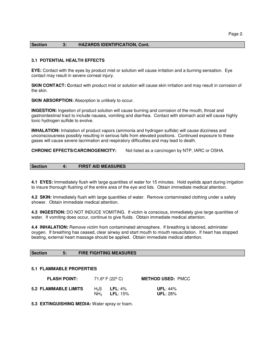 硫化铵 ammonium sulfide MSDS_第2页