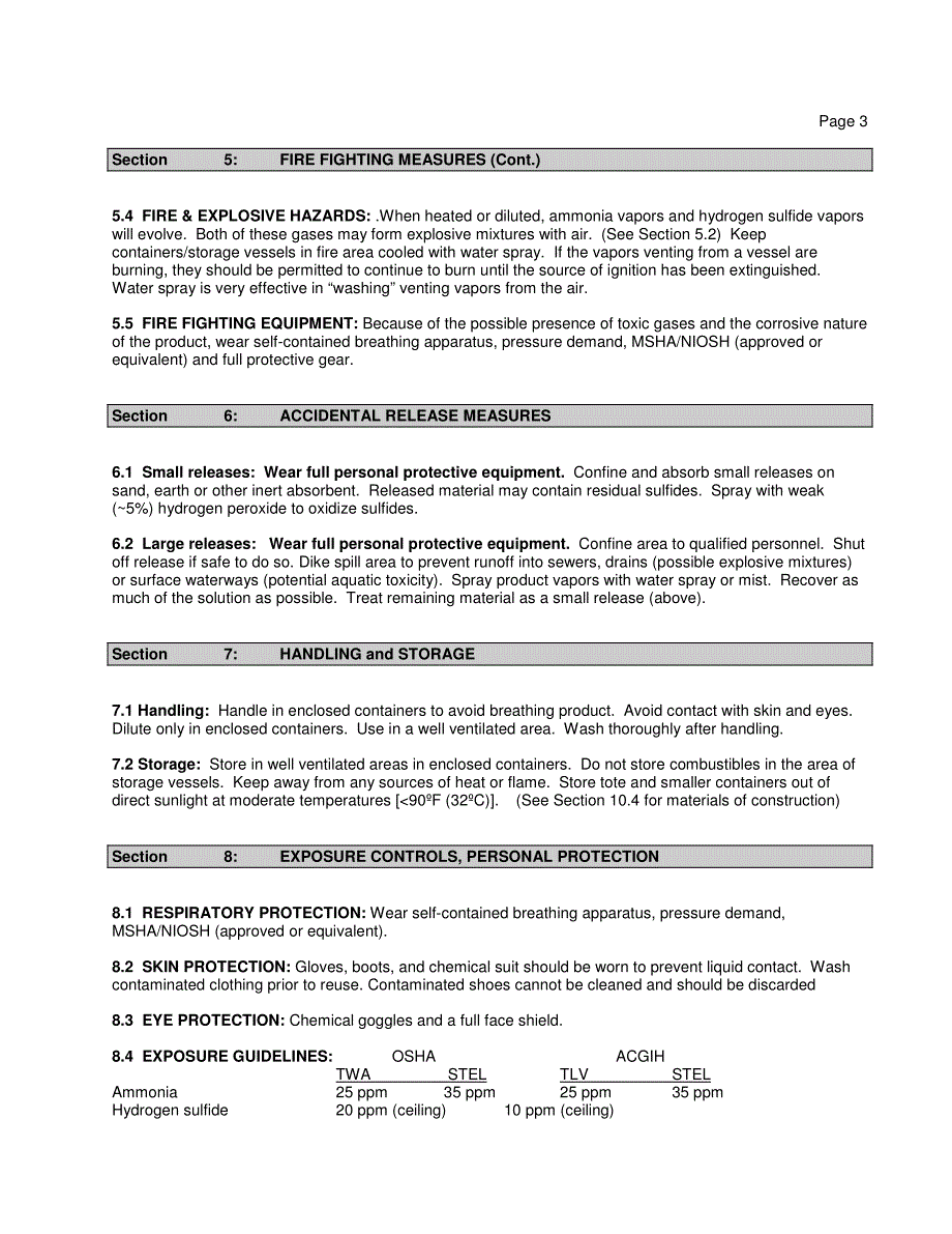 硫化铵 ammonium sulfide MSDS_第3页