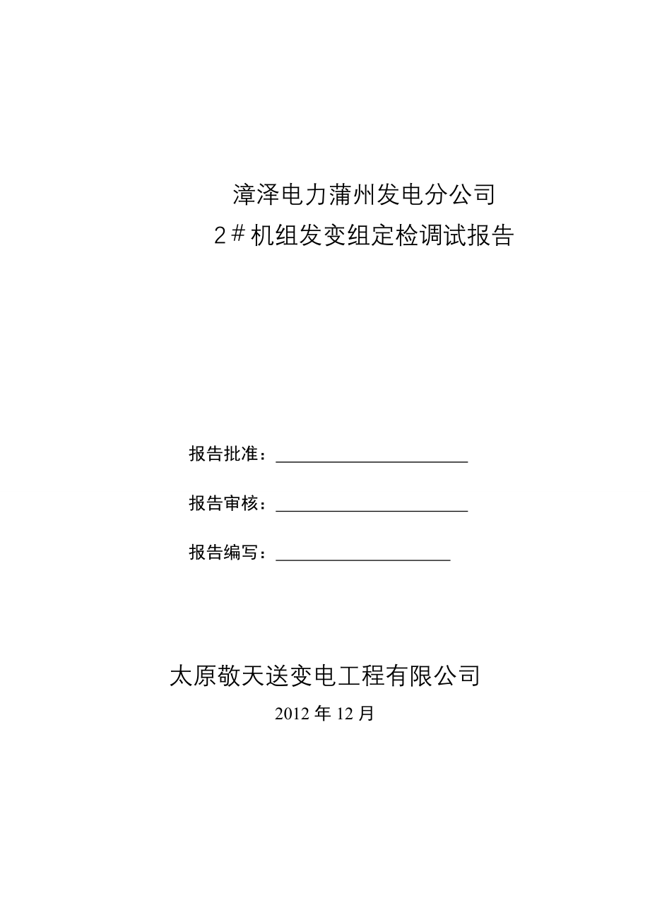 蒲州电厂2号机组保护定检报告_第1页