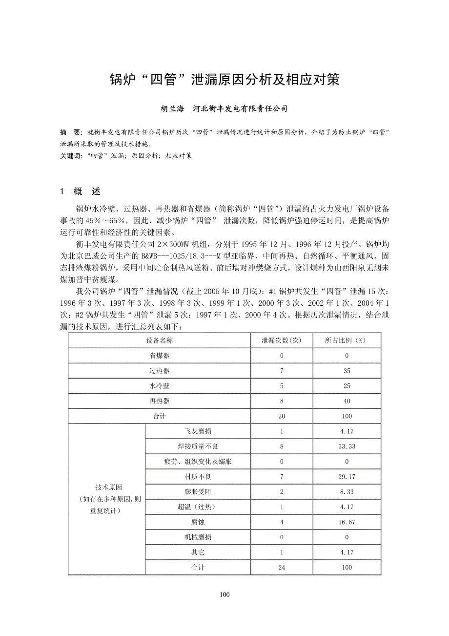 锅炉四管泄露原因分析及相应对策_第1页