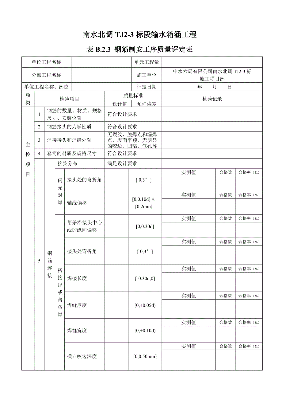 钢筋制安工序质量评定表_第1页