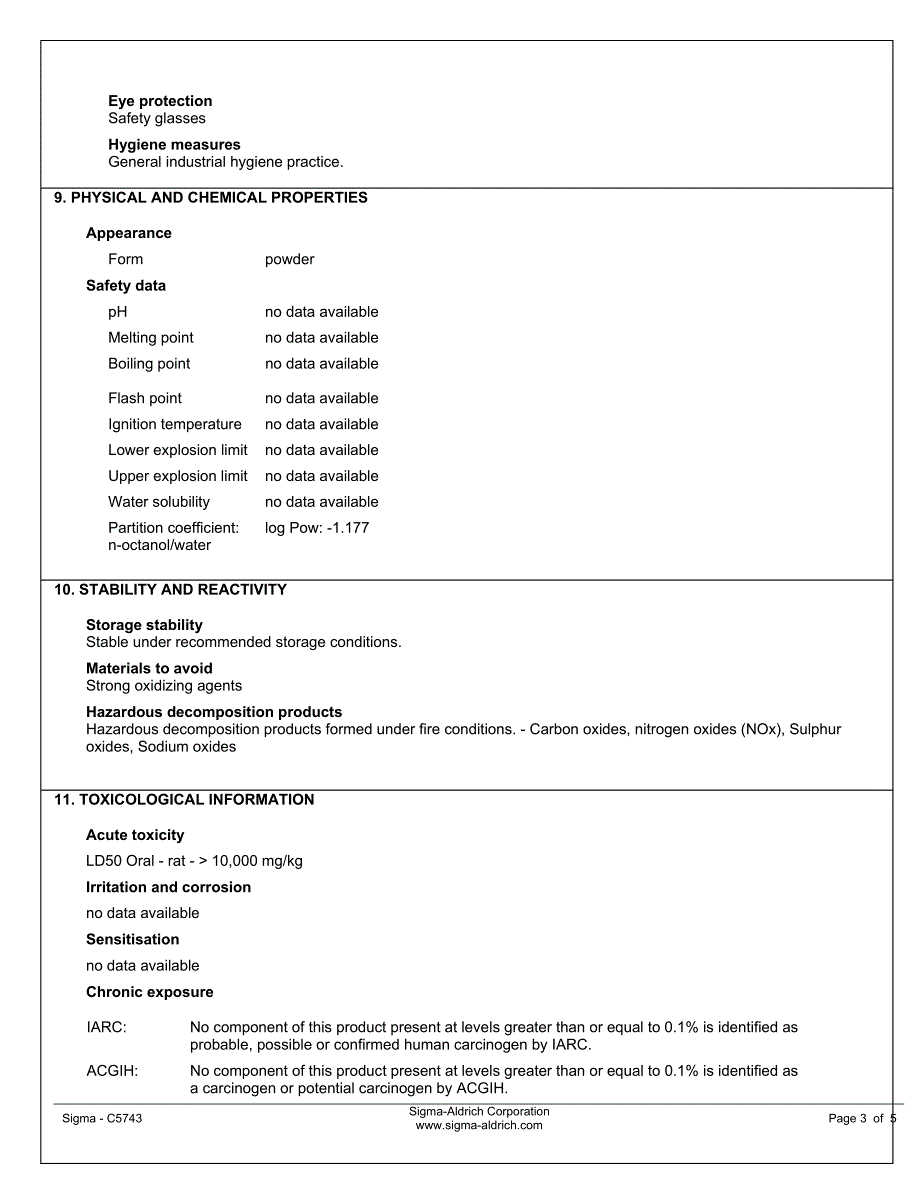 西司他丁钠盐MSDS_第3页