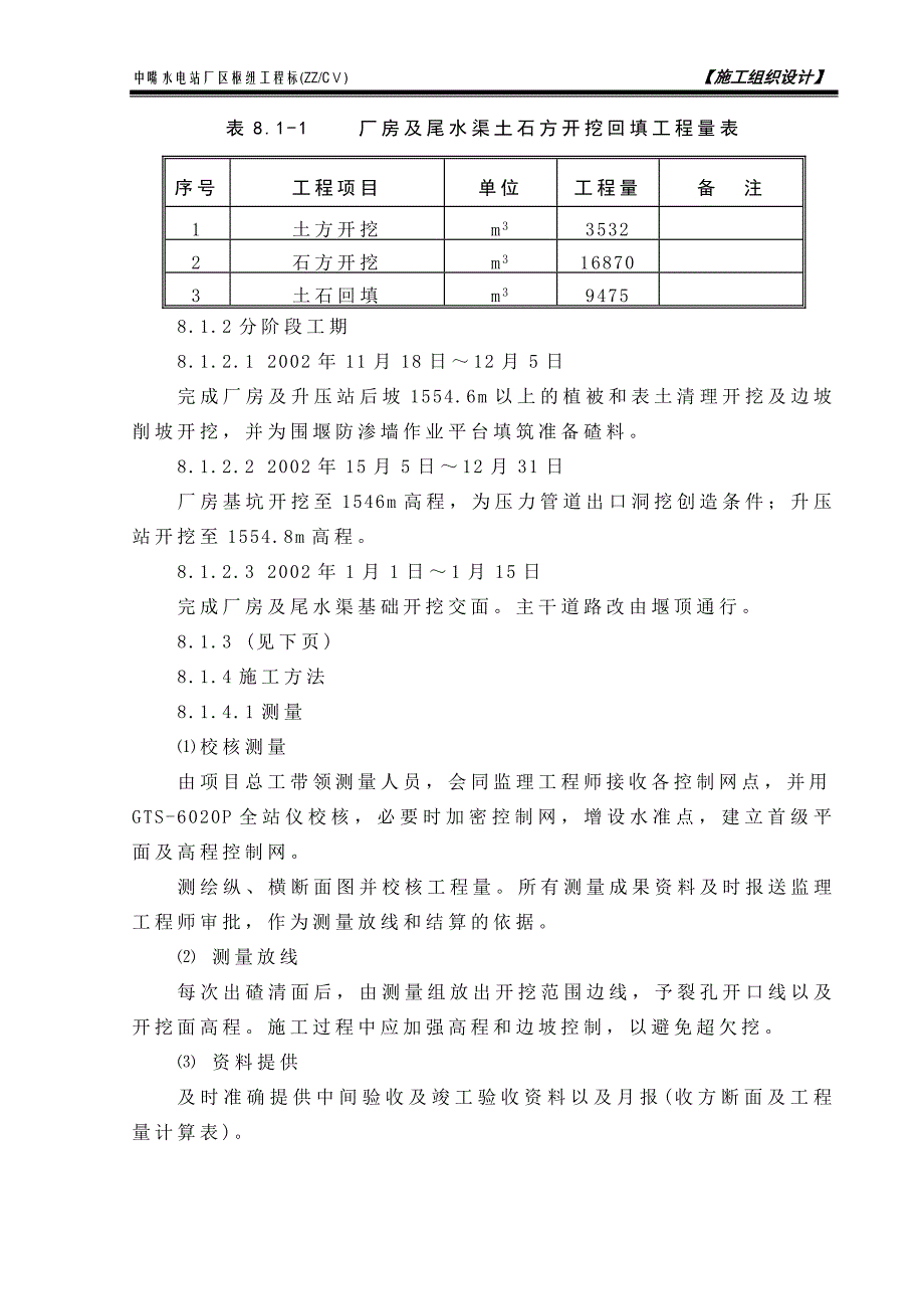 XXX水电站工程厂房及尾水渠基础土石方开挖工程施工_第2页