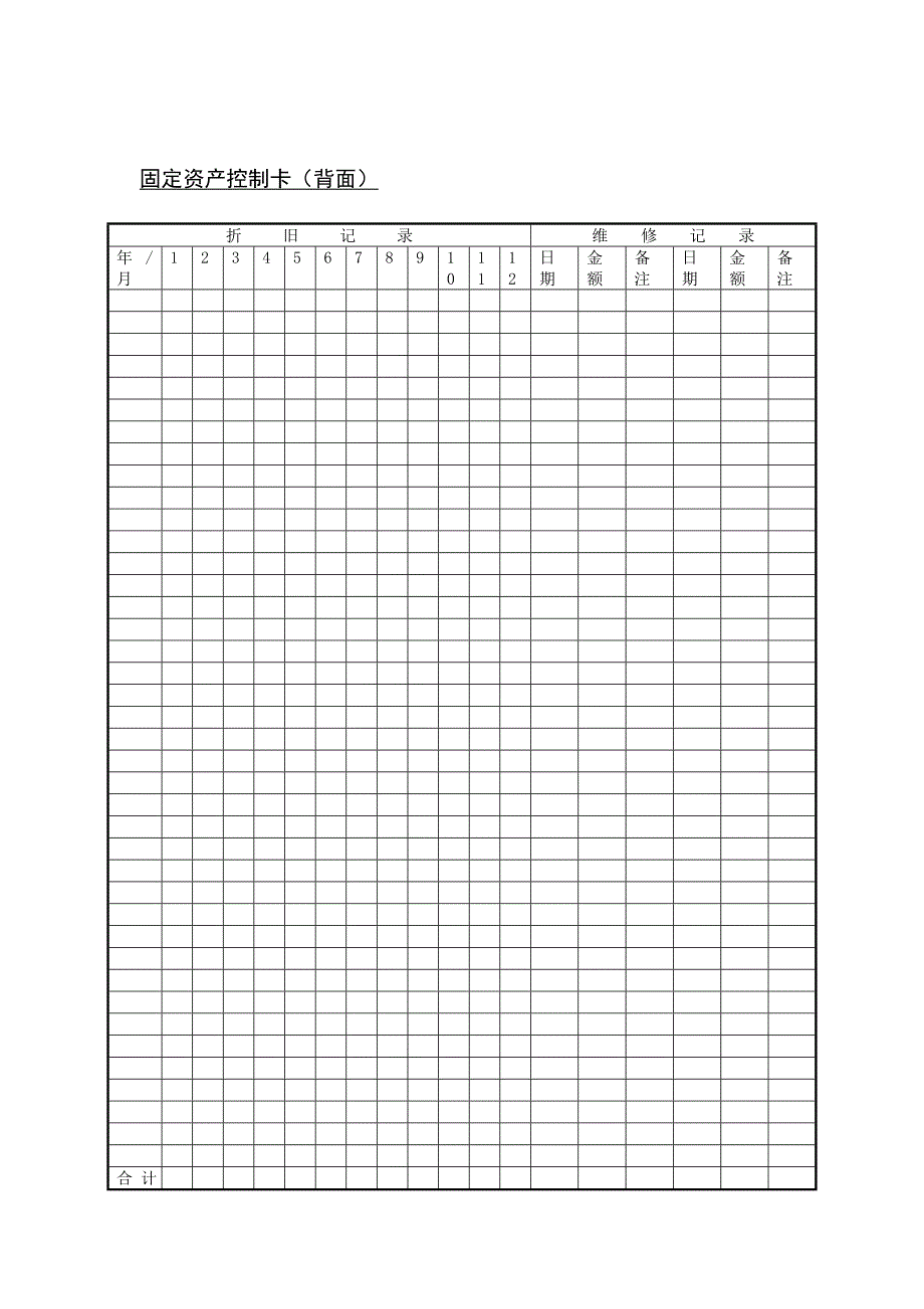 固定资产控制卡（背面）_第1页