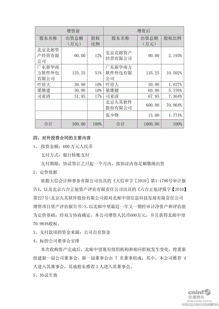 北京久其软件股份有限公司对外投资公告_第4页